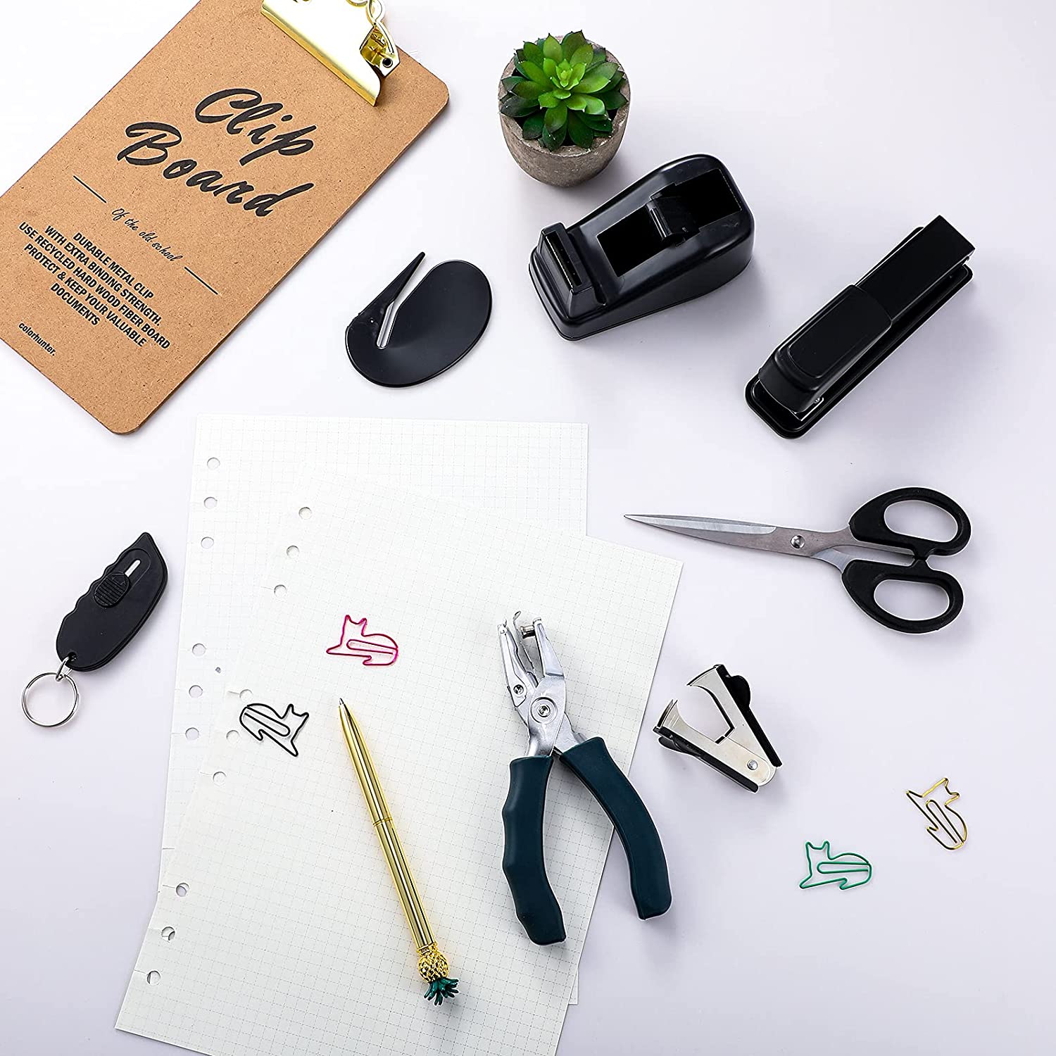 7-Piece Black Desk Accessory Kit