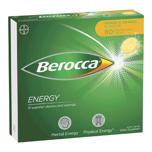 Berocca Energy Mango & Orange Daily Vitamin Boost – 60 Effervescent Tablets