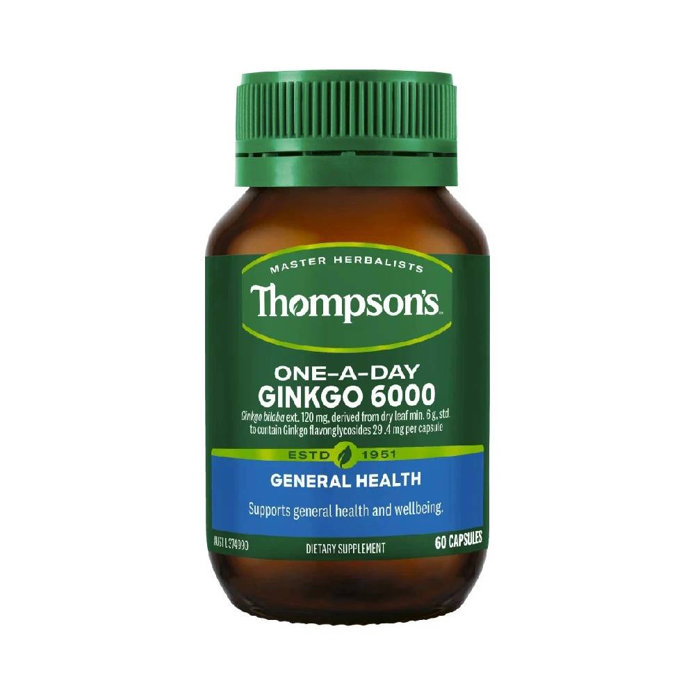 Thompson’s Ginkgo 6000 – Daily Cognitive & Circulation Support – 60 Capsules