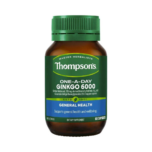 Thompson’s Ginkgo 6000 – Daily Cognitive & Circulation Support – 60 Capsules
